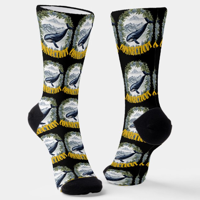 Connecticut Whale With Mountain Laurel Socks (Angled)