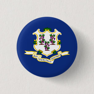 Connecticuter Flag, Flag of Connecticut 3 Cm Round Badge