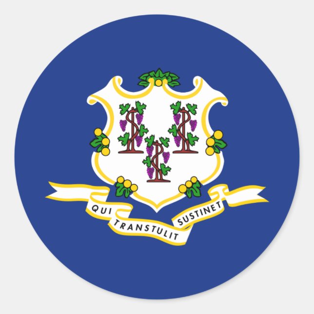 Connecticuter Flag, Flag of Connecticut Classic Round Sticker (Front)