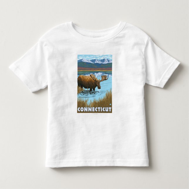 ConnecticutMoose Drinking in Lake Toddler T-Shirt (Front)