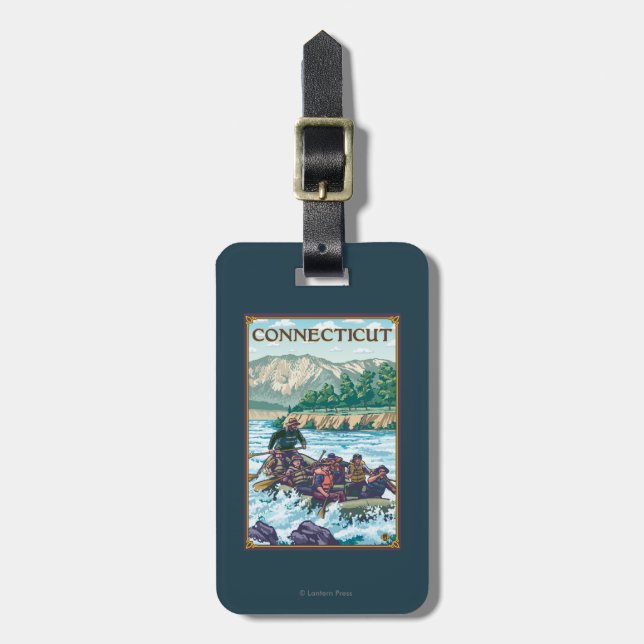 ConnecticutRiver Rafting Scene Luggage Tag (Front Vertical)