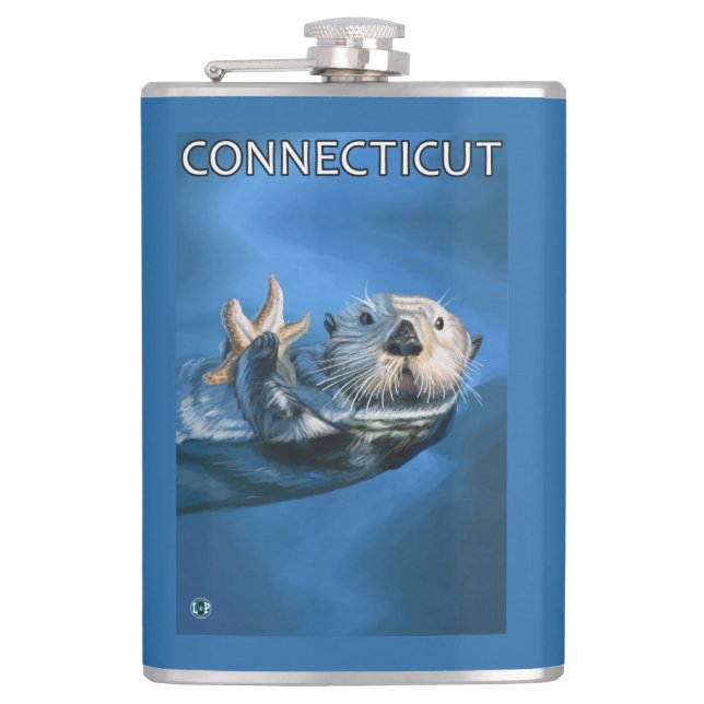 ConnecticutSea Otter Scene Hip Flask (Front)