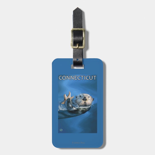 ConnecticutSea Otter Scene Luggage Tag (Front Vertical)