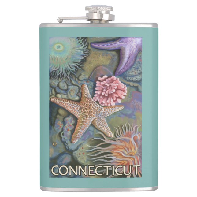 ConnecticutTidepool Scene Hip Flask (Front)