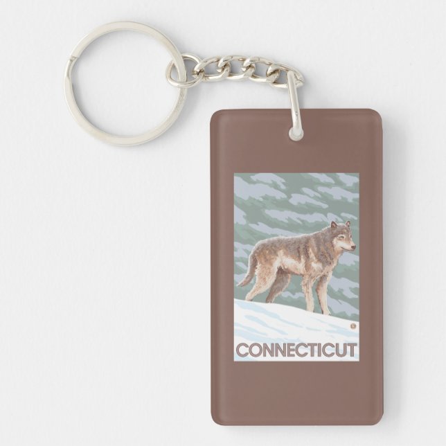 ConnecticutWolf Scene Key Ring (Front)