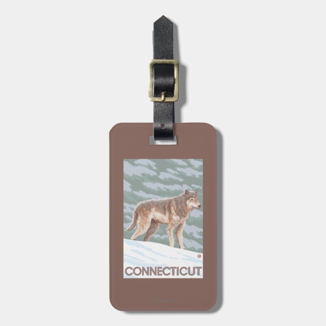 ConnecticutWolf Scene Luggage Tag (Front Vertical)