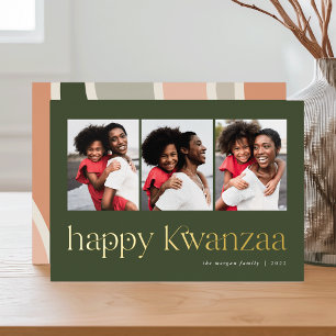 Connection 3 Photo Kwanzaa Foil Holiday Card