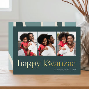 Connection 3 Photo Kwanzaa Foil Holiday Card