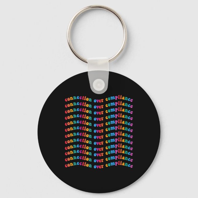 Connection Over Compliance Autism Awareness Mental Key Ring (Front)