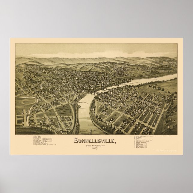 Connellsville, PA Panoramic Map - 1897 Poster (Front)