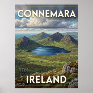 Connemara Ireland Twelve Bens Mountain Travel Poster