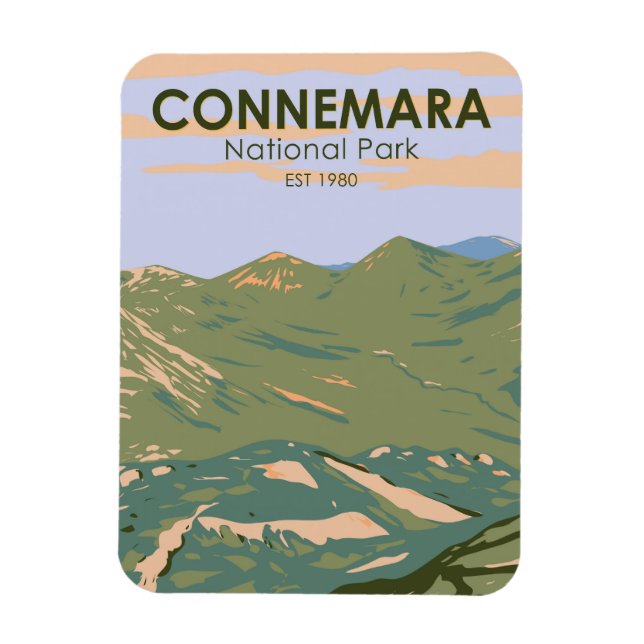 Connemara National Park Ireland Twelve Bens Travel Magnet (Vertical)