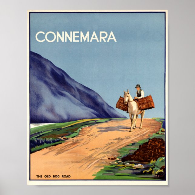 Connemara Old Bog Road, Vintage Irish Travel print (Front)