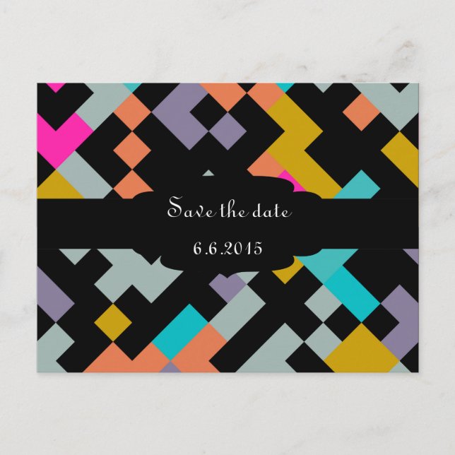 Connnected shapes abstract design announcement postcard (Front)