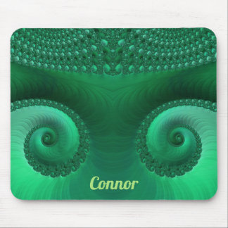 CONNOR ~ Zany Shades of Green Fractal Pattern Mouse Pad