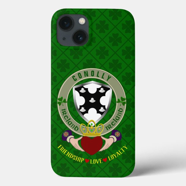 Conolly Irish Shield & Claddagh Personalized       Case-Mate iPhone Case (Back)
