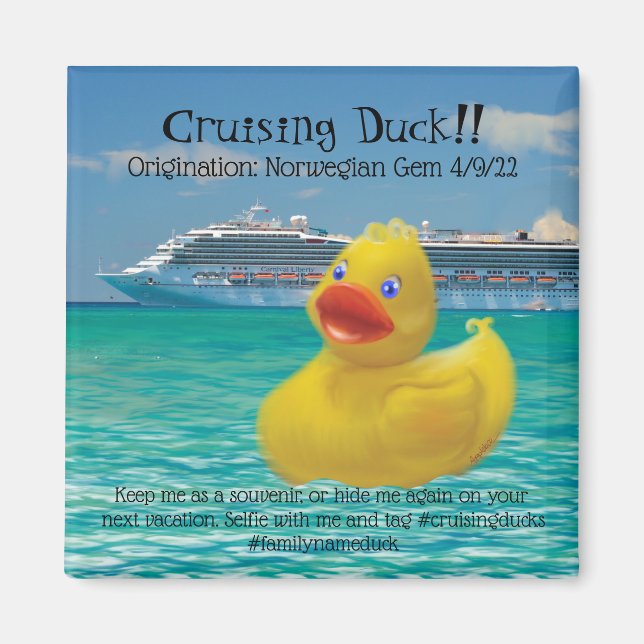 Conquackulations cruising duck and cruise ship mag magnet (Front)