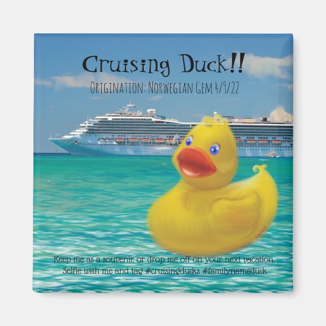 Conquackulations cruising duck and cruise ship magnet (Front)