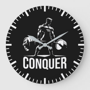 CONQUER - Motivational Gym, Workout Fitness Anime Large Clock