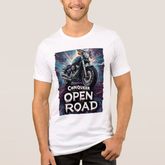 🔥 Conquer Open Road Biker Art Style Tri-Blend Shirt