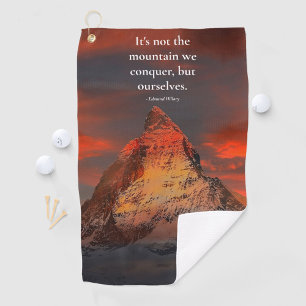 "Conquer Ourselves" Quote Orange Mount Everest Golf Towel