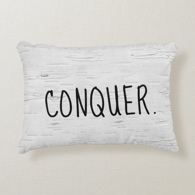 CONQUER Text On Birch Tree  Accent Pillow (Front)