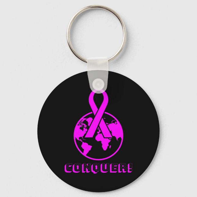 CONQUER! the world - fight breast cancer  Key Ring (Front)