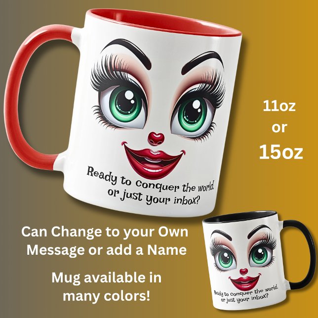 Conquer World  Add Name Message Fabulous Eyes Face Mug (Creator Uploaded)