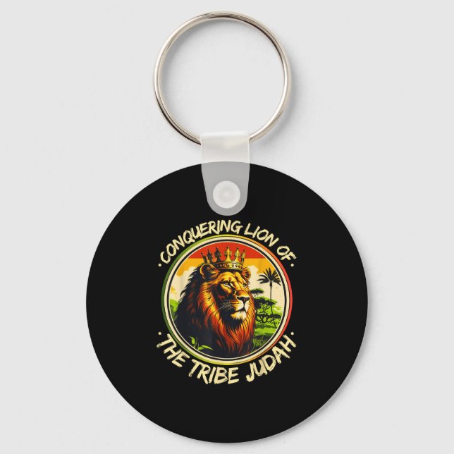Conquering Lion Of The Tribe Judah Hebrew Israelit Key Ring (Front)