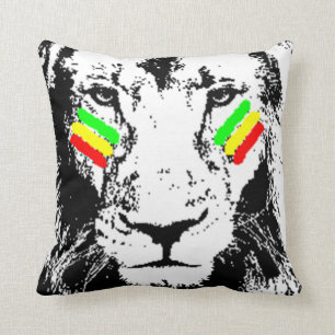 Conquering Lion Rasta Eye Black Throw Pillow