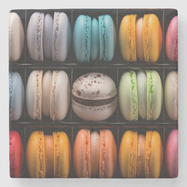 Conquering Macarons in delicious bright Colors Stone Coaster (Front)