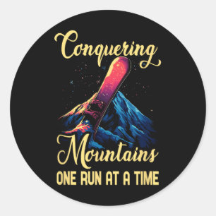 Conquering Mountains One Run At A Time Classic Round Sticker