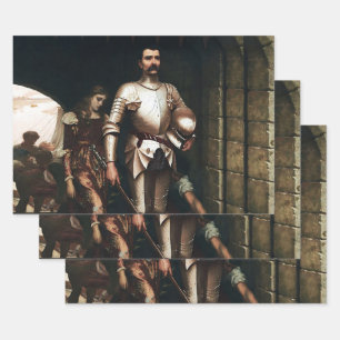 “Conquest” Mediaeval Painting by Edmund Blair Leig Wrapping Paper Sheet