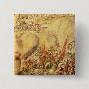 Conquest of Mexico: the Spaniards retreating 15 Cm Square Badge