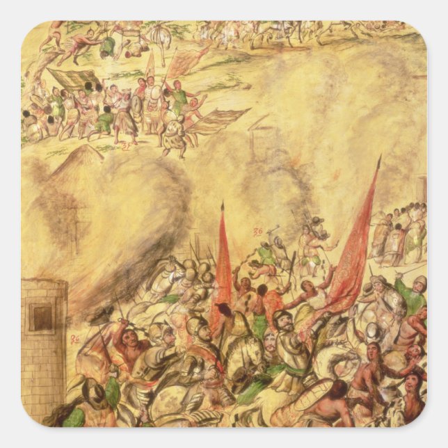 Conquest of Mexico: the Spaniards retreating Square Sticker (Front)