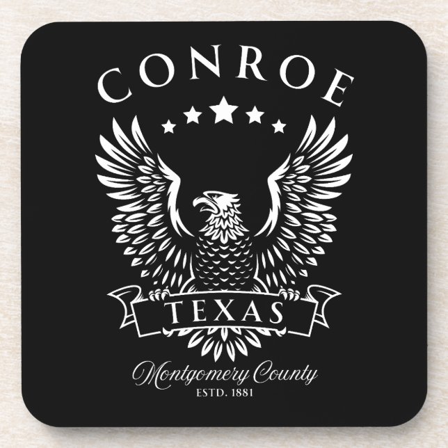 Conroe Montgomery County Texas Vintage Eagle Coaster (Front)