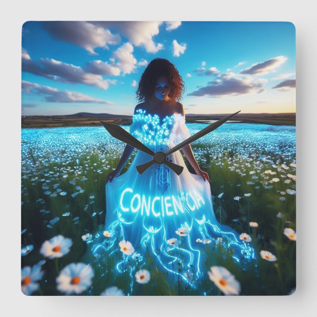 Consciousness / Conscience Square Wall Clock (Front)