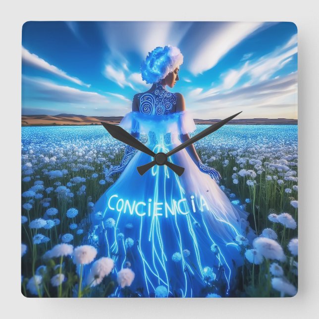 Consciousness / Conscience Square Wall Clock (Front)