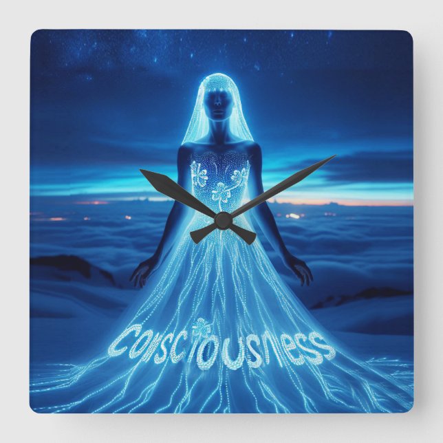 Consciousness / Conscience Square Wall Clock (Front)