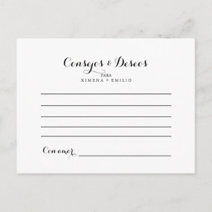 Consejos y Deseos Modernos Wedding Advice Card