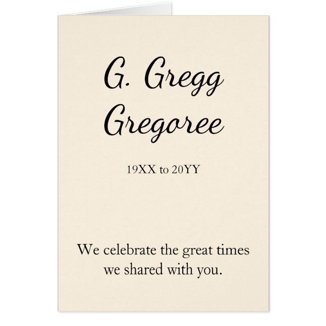 Conservative and Plain Funeral Service Card (Front)