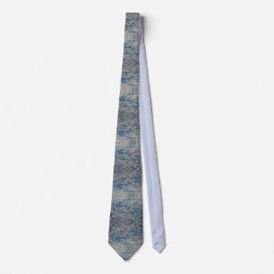 Conservative Navy Blue White Kaleidoscope Pattern Tie