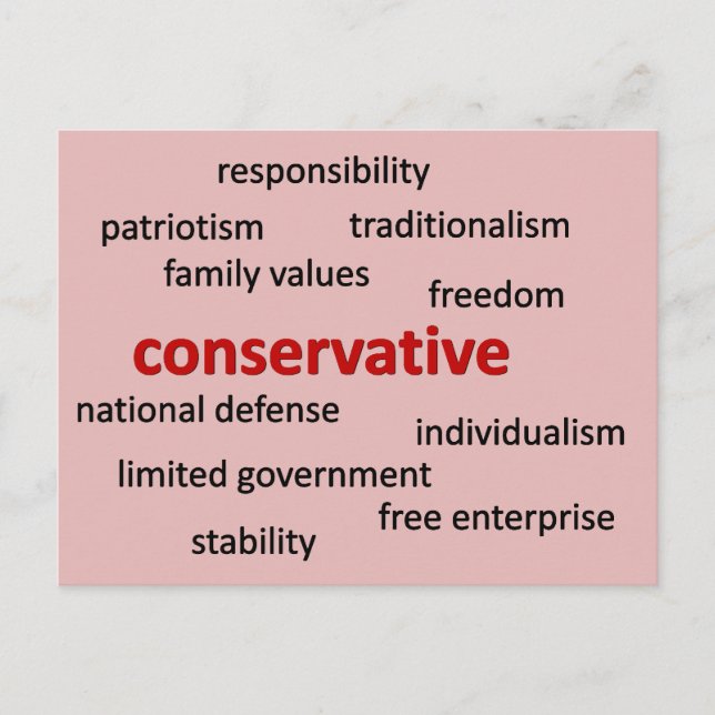 Conservative values and philosophy postcard (Front)