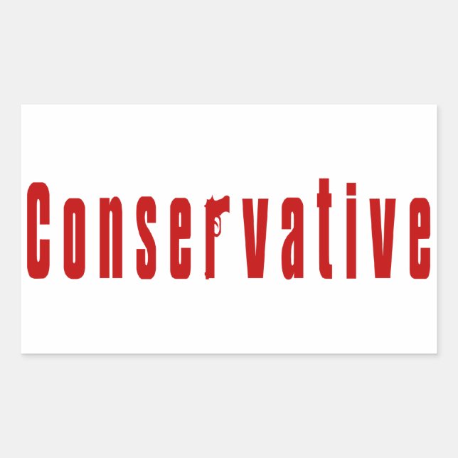 Conservative With A Gun (Red) Rectangular Sticker (Front)