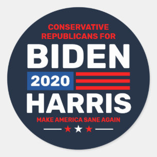 Conservatives for Biden Harris 2020 Campaign Classic Round Sticker