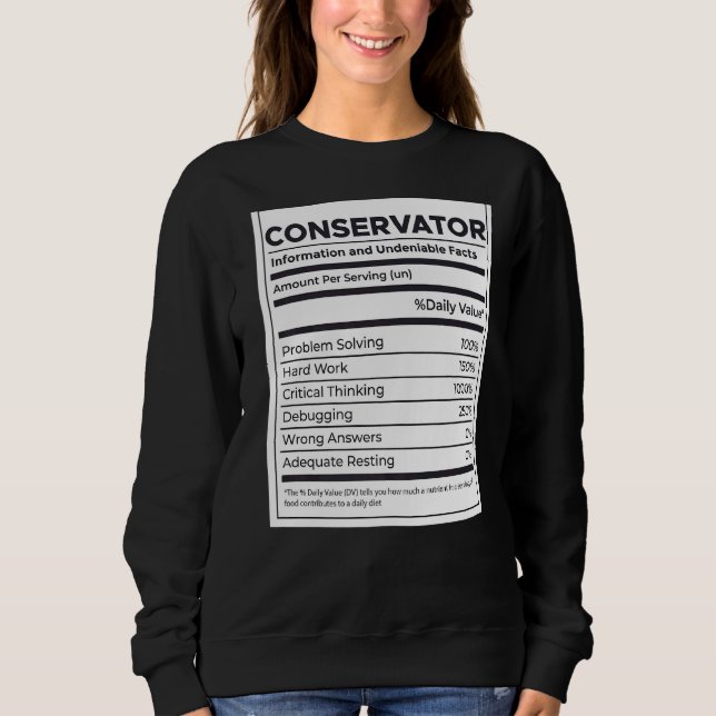 Conservator Nutrition Information   Sweatshirt (Front)