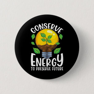 Conserve Energy Lightbulb Tree Green Environment 6 Cm Round Badge