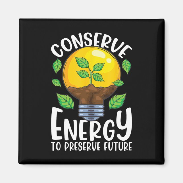 Conserve Energy Lightbulb Tree Green Environment  Magnet (Front)