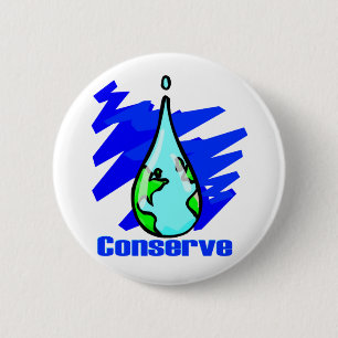 Conserve Water Earth water drop 6 Cm Round Badge