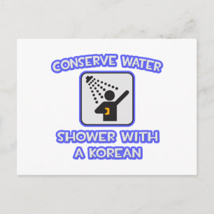 Conserve Water .. Shower With a Korean Postcard